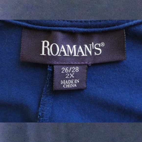 Roman's Navy Blue V Neck Sharkbite Dress 26/28 2X - Picture 7 of 8